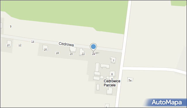 Cedrowice-Parcela, Cedrowa, 24, mapa Cedrowice-Parcela