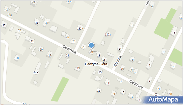 Cedzyna, Cedrowa, 20, mapa Cedzyna