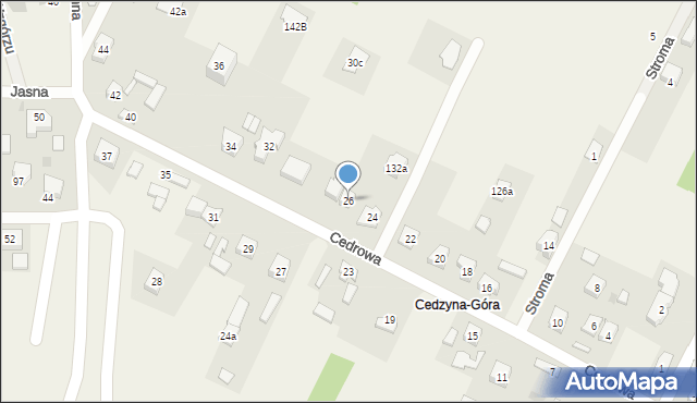 Cedzyna, Cedrowa, 26, mapa Cedzyna