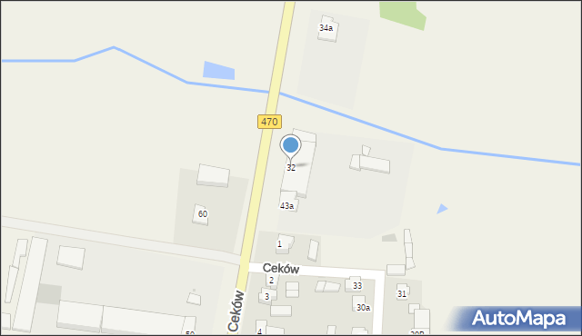 Ceków, Ceków, 32, mapa Ceków