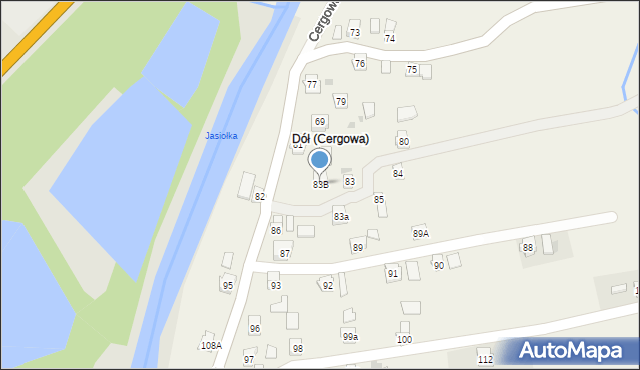 Cergowa, Cergowa, 83B, mapa Cergowa