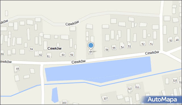 Cewków, Cewków, 57, mapa Cewków