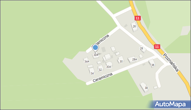 Chodzież, Ceramiczna, 32A, mapa Chodzież