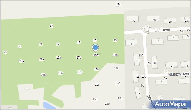 Czarny Las, Cedrowa, 15a, mapa Czarny Las