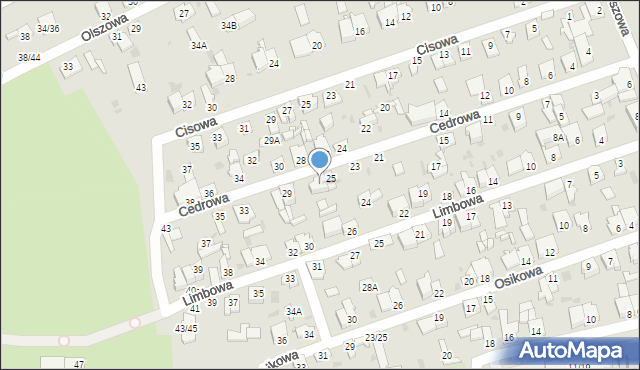 Częstochowa, Cedrowa, 27, mapa Częstochowy