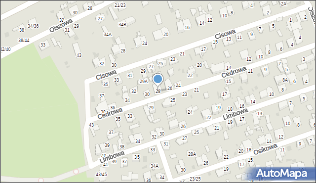 Częstochowa, Cedrowa, 28, mapa Częstochowy