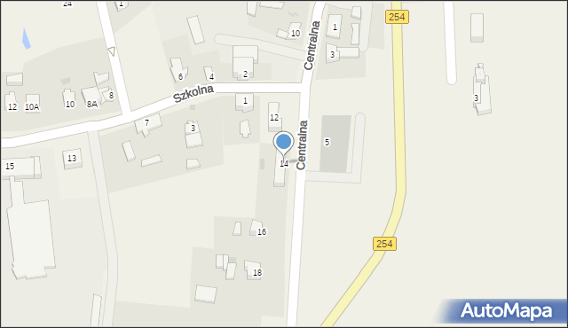 Dąbrowa, Centralna, 14, mapa Dąbrowa