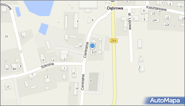 Dąbrowa, Centralna, 3, mapa Dąbrowa