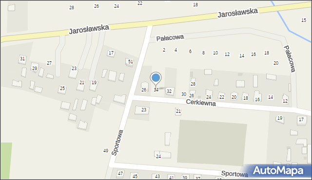 Dachnów, Cerkiewna, 34, mapa Dachnów