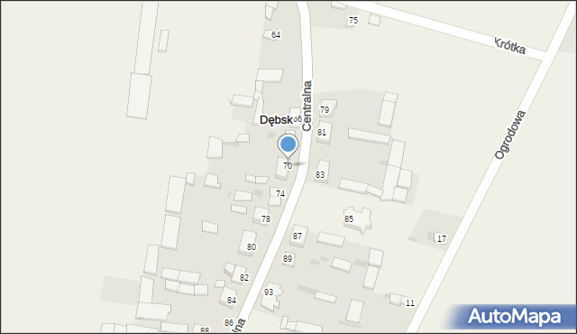 Dębsk, Centralna, 70, mapa Dębsk