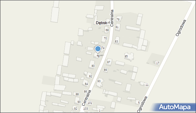 Dębsk, Centralna, 78, mapa Dębsk