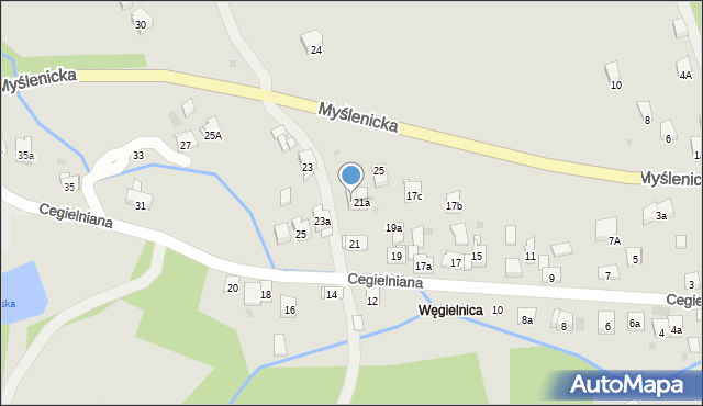 Dobczyce, Cegielniana, 21b, mapa Dobczyce