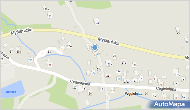 Dobczyce, Cegielniana, 23, mapa Dobczyce