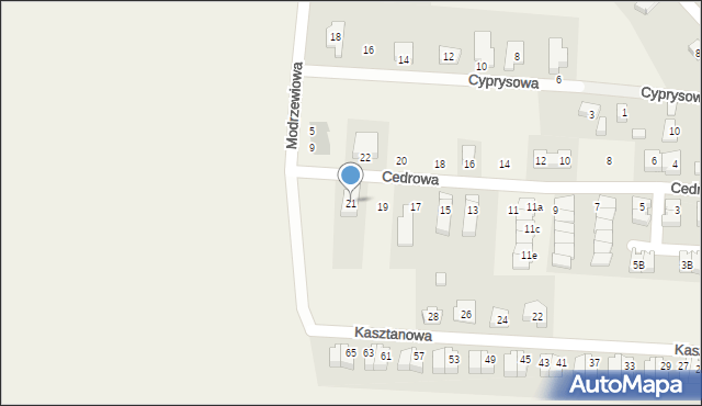 Dobrzykowice, Cedrowa, 21, mapa Dobrzykowice