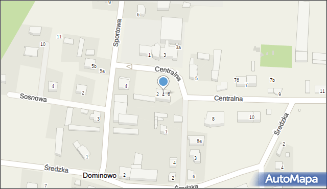 Dominowo, Centralna, 4, mapa Dominowo