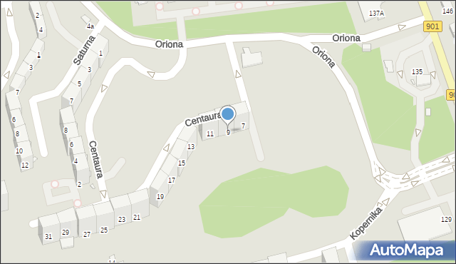 Gliwice, Centaura, 9, mapa Gliwic