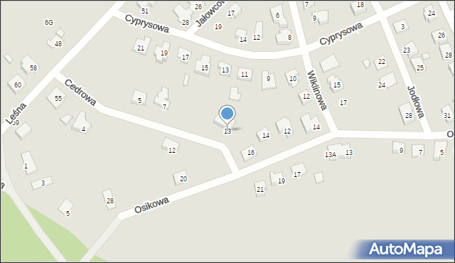 Gniezno, Cedrowa, 13, mapa Gniezna