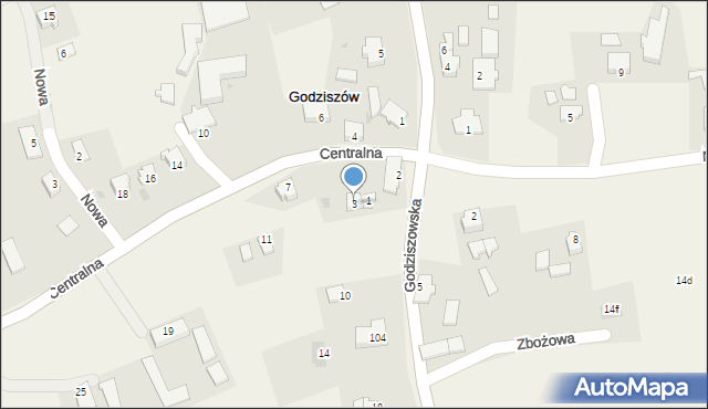 Godziszów, Centralna, 3, mapa Godziszów