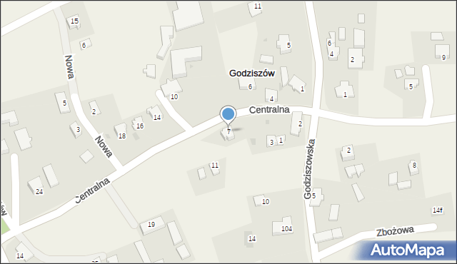 Godziszów, Centralna, 7, mapa Godziszów