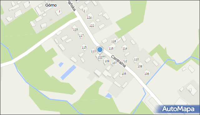 Górno, Centralna, 111, mapa Górno