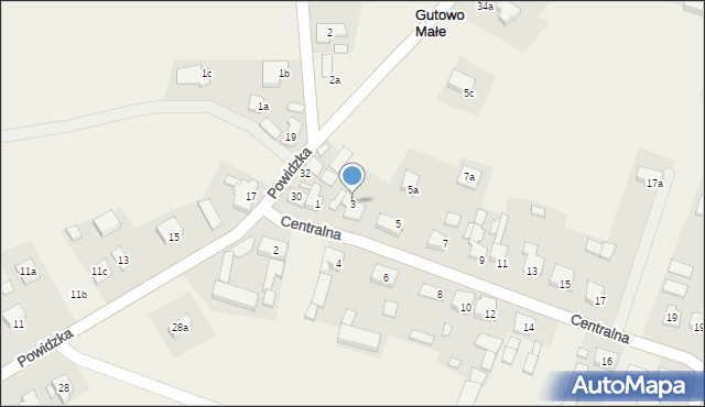 Gutowo Małe, Centralna, 3, mapa Gutowo Małe