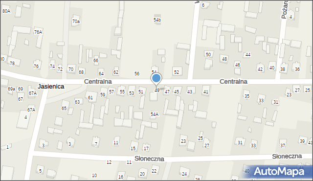 Jasienica, Centralna, 49, mapa Jasienica