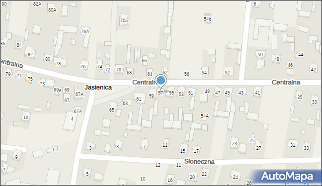 Jasienica, Centralna, 57, mapa Jasienica