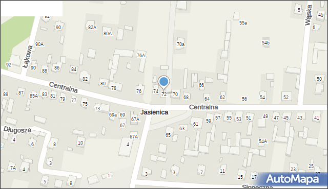 Jasienica, Centralna, 72, mapa Jasienica