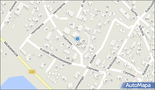 Jastarnia, Ceynowy Floriana, dr., 15a, mapa Jastarnia