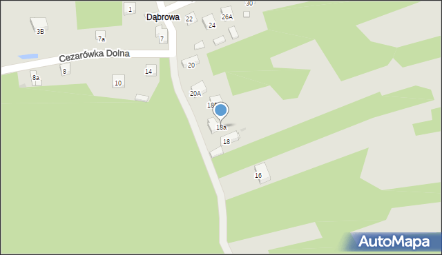 Jaworzno, Cezarówka Dolna, 18a, mapa Jaworzno