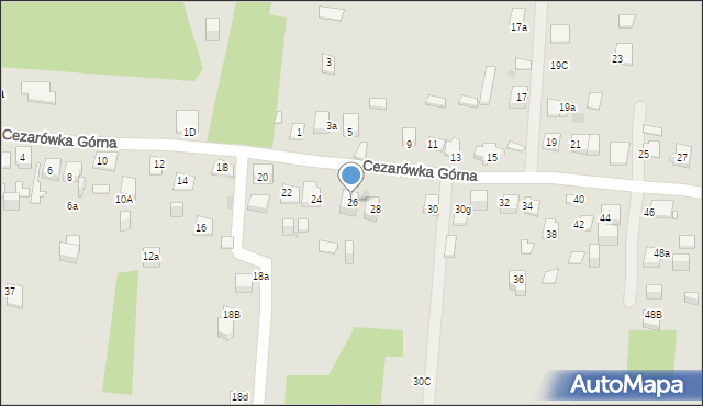 Jaworzno, Cezarówka Górna, 26, mapa Jaworzno