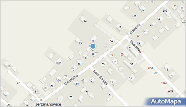 Jerzmanowice, Centralna, 58, mapa Jerzmanowice