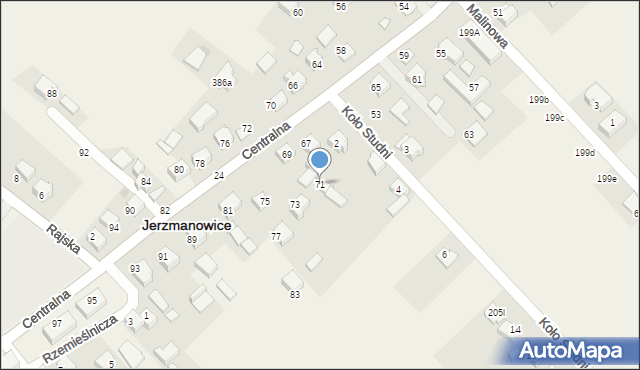 Jerzmanowice, Centralna, 71, mapa Jerzmanowice