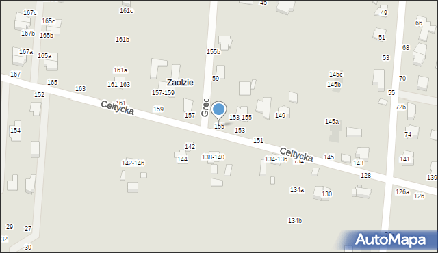 Kalisz, Celtycka, 155, mapa Kalisza