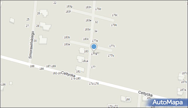 Kalisz, Celtycka, 177a, mapa Kalisza