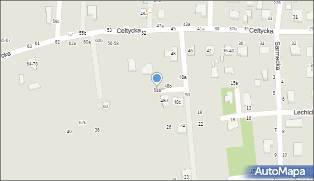 Kalisz, Celtycka, 54a, mapa Kalisza