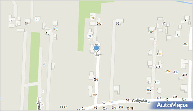 Kalisz, Celtycka, 59e, mapa Kalisza