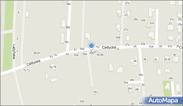 Kalisz, Celtycka, 60b, mapa Kalisza