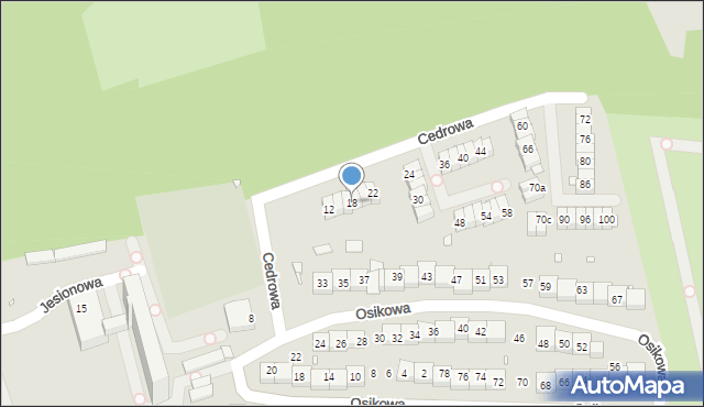 Katowice, Cedrowa, 18, mapa Katowic