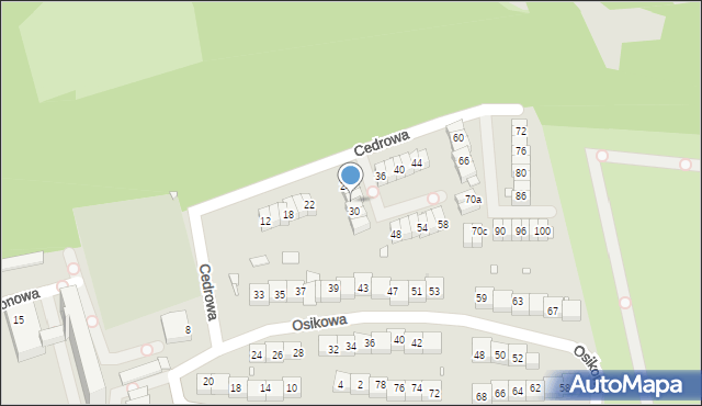 Katowice, Cedrowa, 28, mapa Katowic