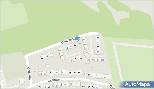 Katowice, Cedrowa, 46, mapa Katowic