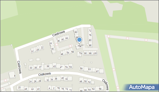 Katowice, Cedrowa, 70a, mapa Katowic