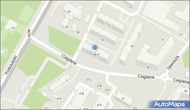 Katowice, Ceglana, 65, mapa Katowic