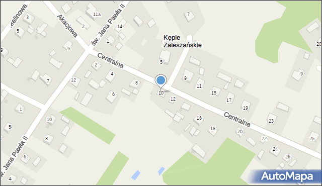 Kępie Zaleszańskie, Centralna, 10, mapa Kępie Zaleszańskie