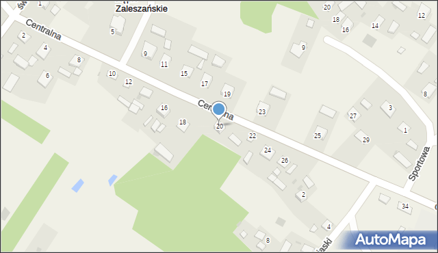 Kępie Zaleszańskie, Centralna, 20, mapa Kępie Zaleszańskie