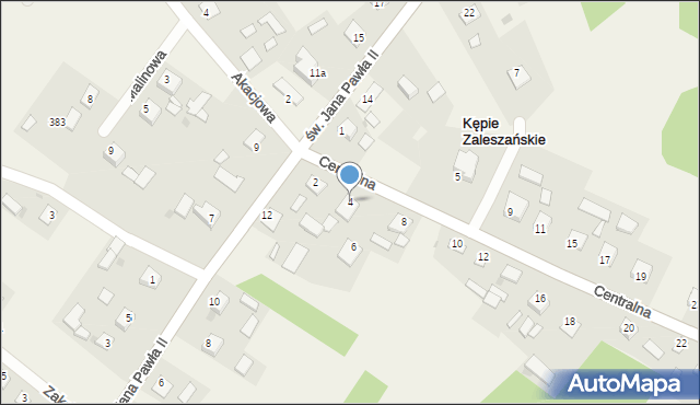 Kępie Zaleszańskie, Centralna, 4, mapa Kępie Zaleszańskie