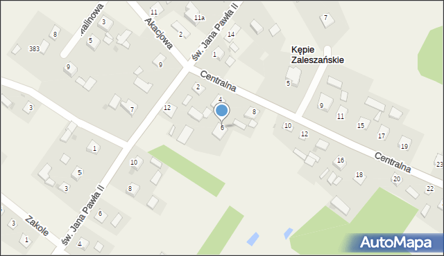 Kępie Zaleszańskie, Centralna, 6, mapa Kępie Zaleszańskie