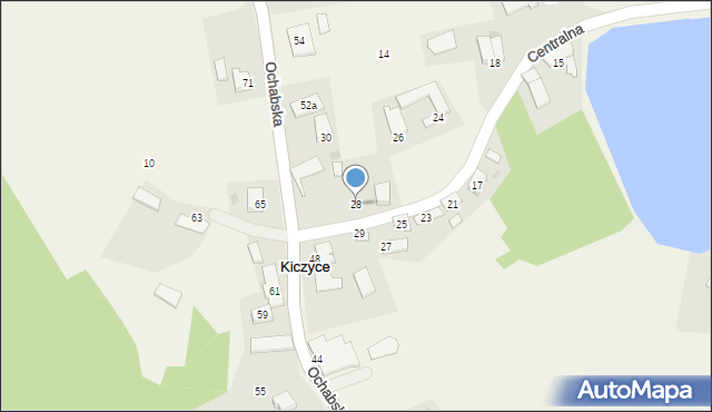 Kiczyce, Centralna, 28, mapa Kiczyce