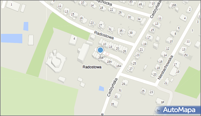 Kielce, Cedzyńska, 20A, mapa Kielc