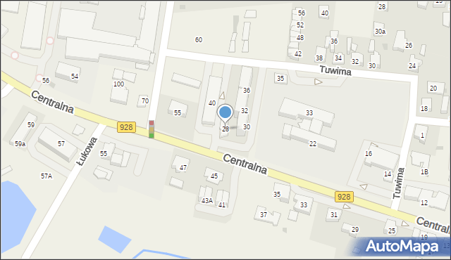 Kobiór, Centralna, 28, mapa Kobiór